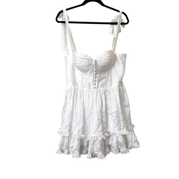 ADEIRLINA Fragrant Jasmine Pearl Corset Mini Dress White NWT XL - Picture 2 of 5